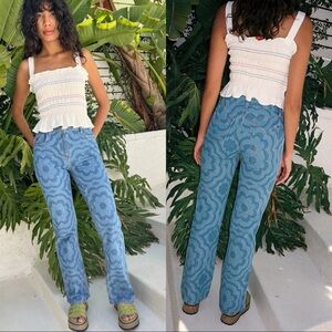 Damson Madder Floral Flower Blue Jeans High Waisted Size 8 UK / 4 US Jean Denim